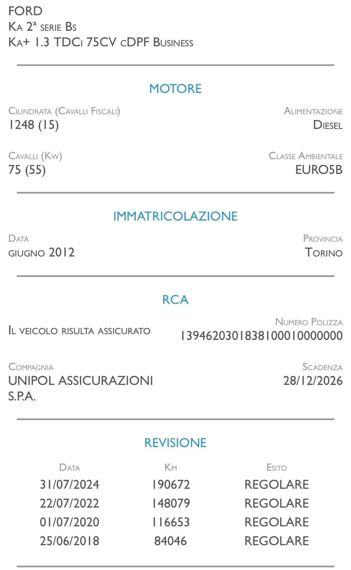 Ford Ka Ka+ 1.3 TDCi 75CV cDPF Business - IDEALE PER NEOPATENTATI