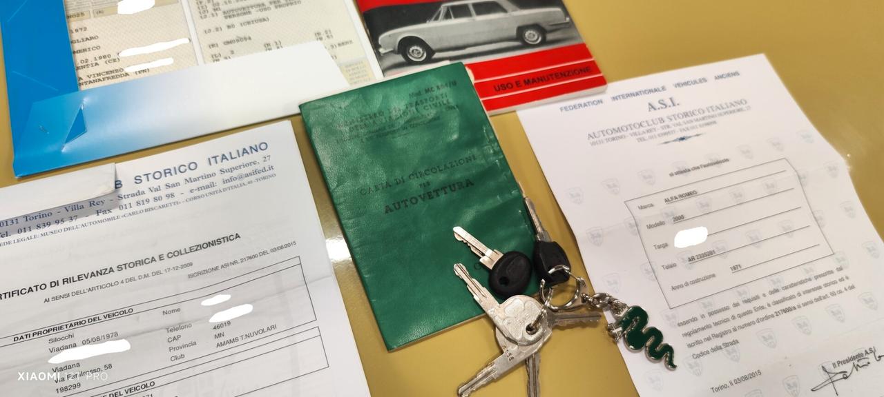 Alfa Romeo 2000 131cv (ASI - TARGA ORIGINALE)