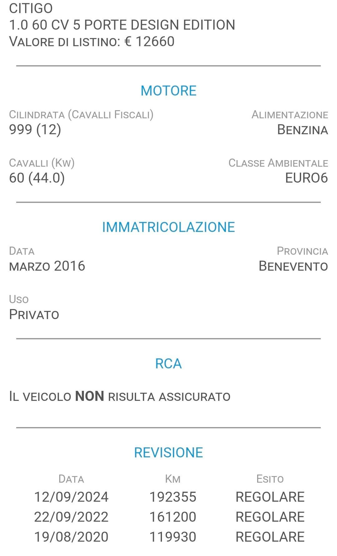 Skoda Citigo 1.0 60 CV 5 porte Active Neopatentati