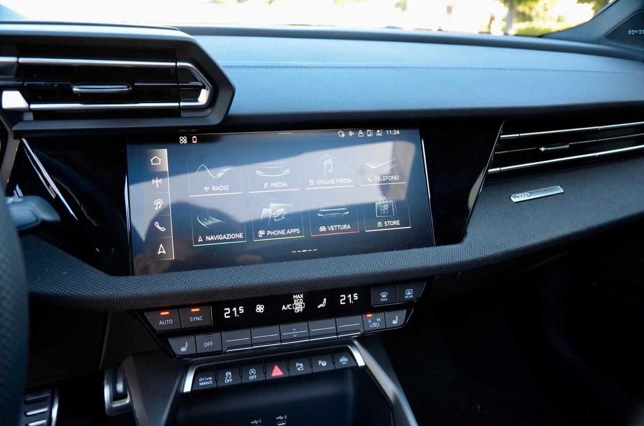 AUDI A3 SPORTBACK 1.5 TFSI MHEV S-LINE INT+EXT 150cv S-TRONIC, GARANZIA UFF AUDI, EURO 6E, TETTO, HI-FI SONOS, 19", RETROCAMERA, PERMUTE
