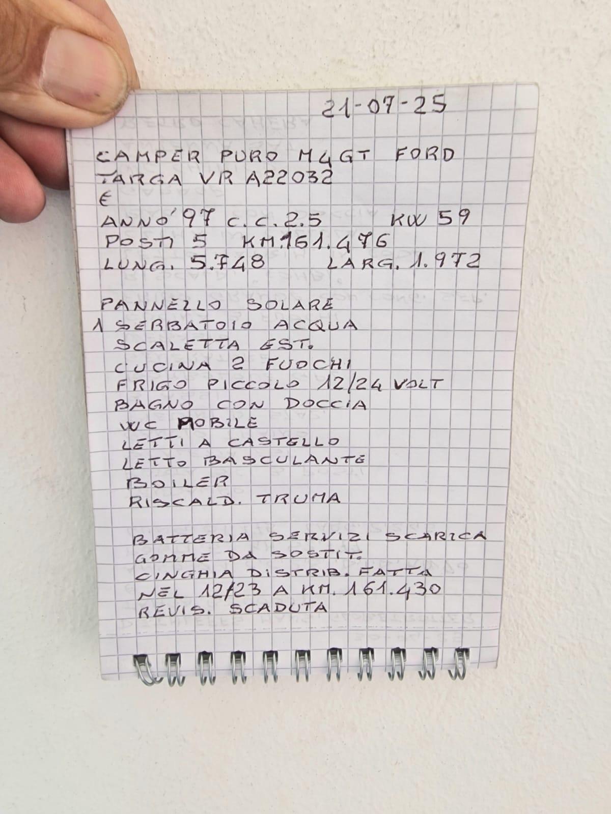 Vra22 Camper puro Ford del 1992 in saldo