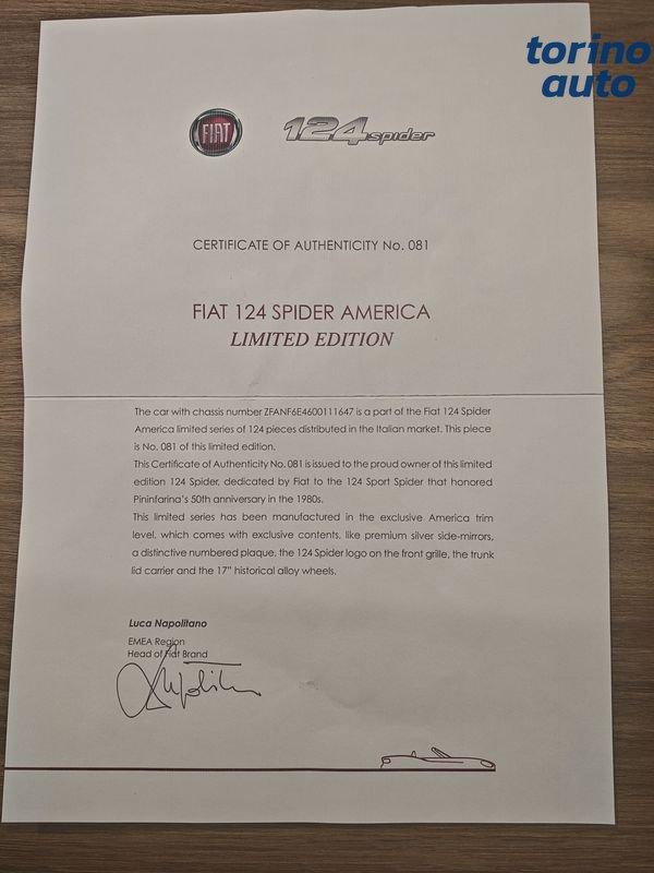 FIAT 124 Spider 1.4 Multi Air 140cv Lusso LIMITED EDITION ( NUMERATA )