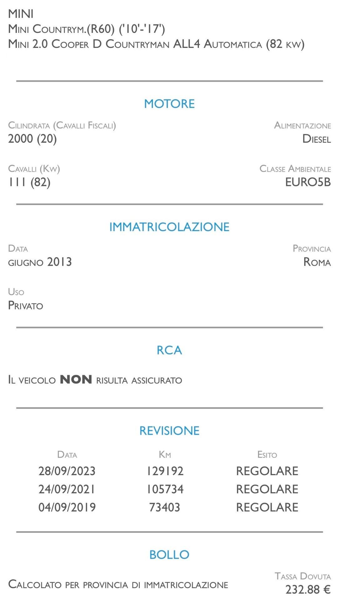 Mini Cooper Countryman 2.0 D ALL4 Automatica - UNICO PROPRIETARIO