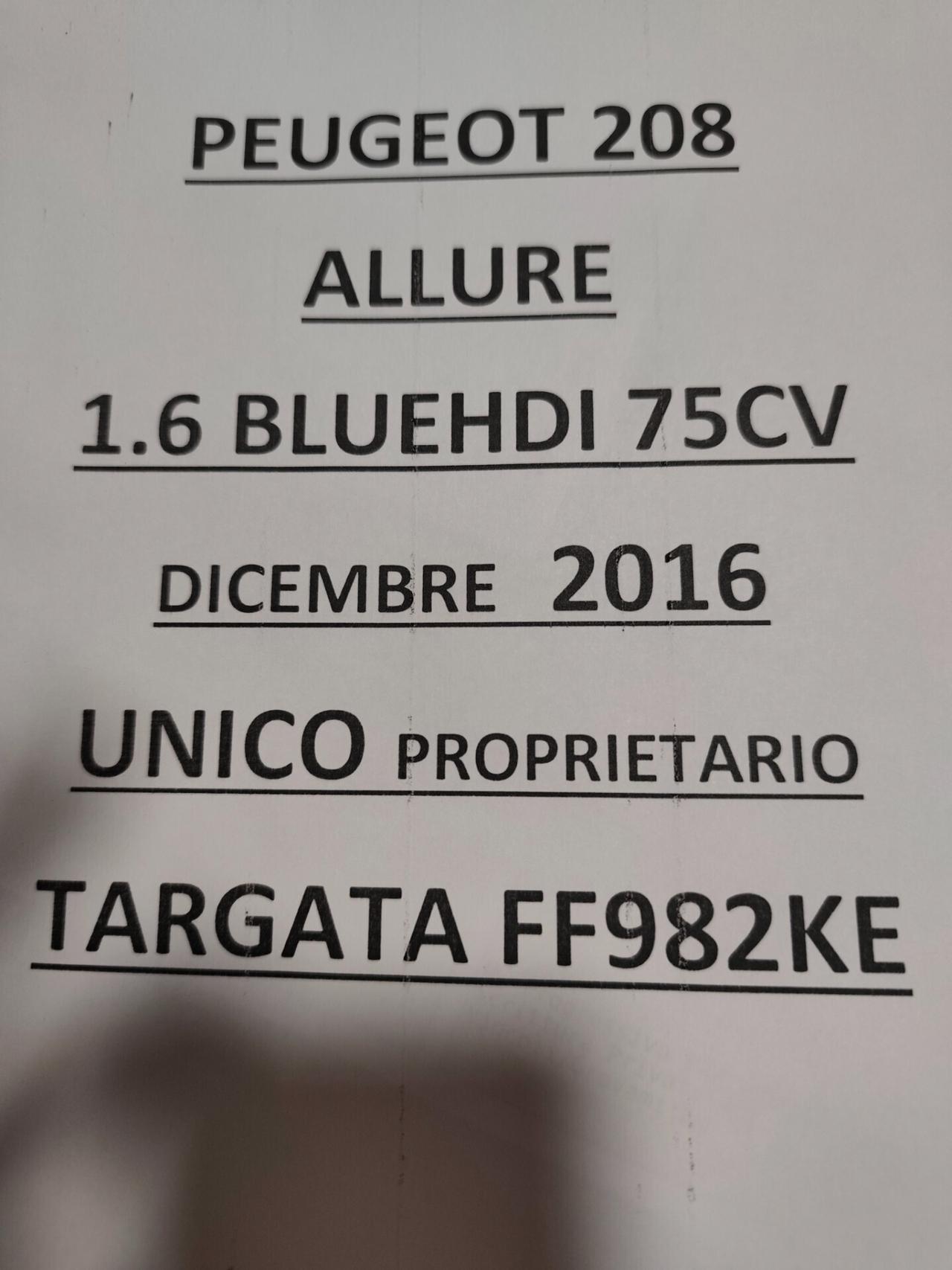 Peugeot 208 1.6 BlueHDi Allure km 128000