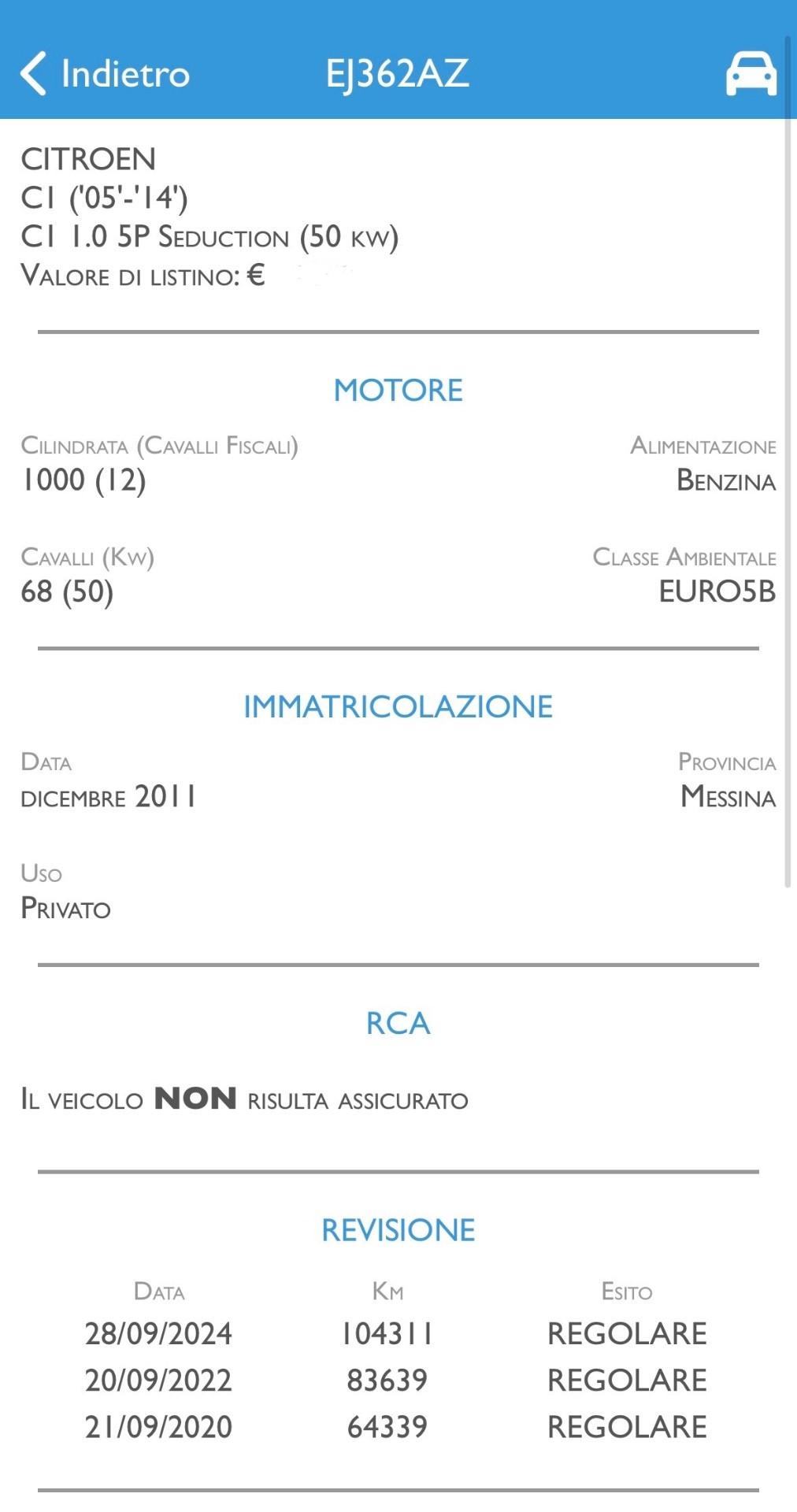 Citroen C1 1.0 68 Cv 5 Porte Seduction - 12/2011