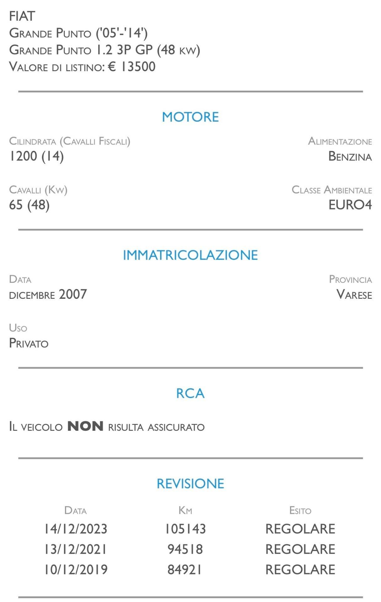 Fiat Grande Punto 1.2 3 porte GP - UNICO PROPRIETARIO