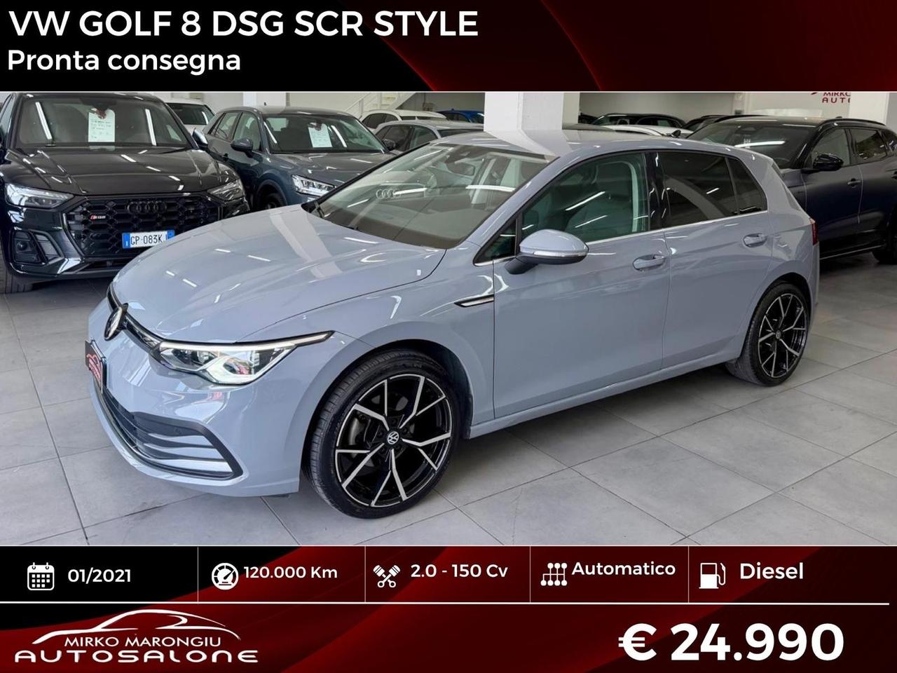 VW Golf 8 2.0 TDI 150 CV DSG SCR Style FINANZIABILE