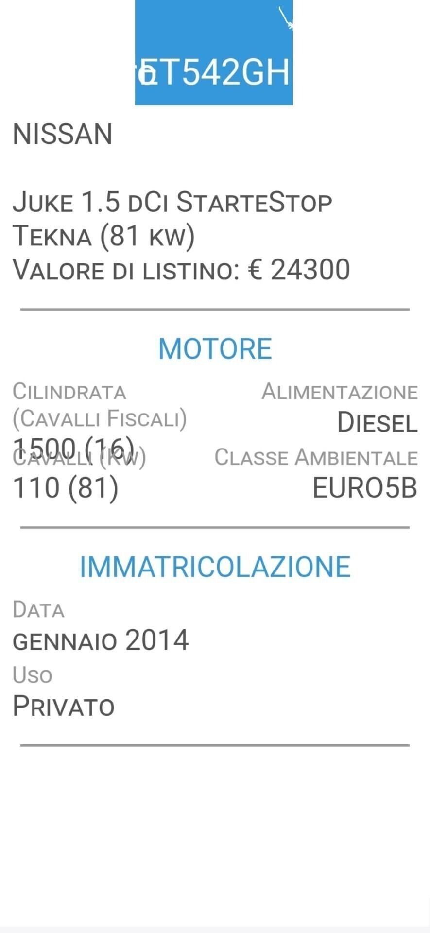 NISSAN JUKE-1,5 dCi-CINTA DISTRIB NUOVA-UNICA PROP