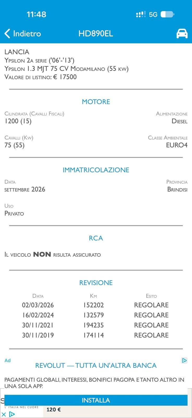 Lancia Ypsilon 1.3 MJT 75 CV Modamilano