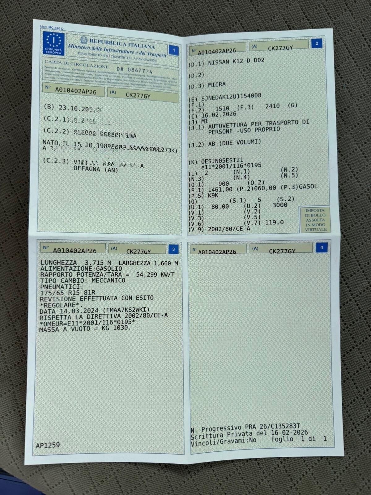 Nissan Micra Diesel 1.5 DCi NEOPATENTATI