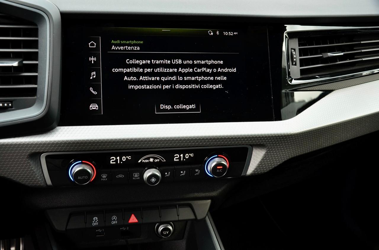 AUDI A1 SPB 30 1.0 TFSI S-LINE INT+EXT 116cv S-TRONIC, UFF ITALIANA, SERVICE CON FATTURE, EURO 6D, APPLE ANDROID, FARI LED, 18", PERMUTE