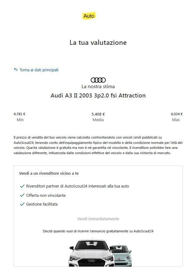 Audi A3 2.0 FSI 150cv 114850Km Brancale Danneggiato