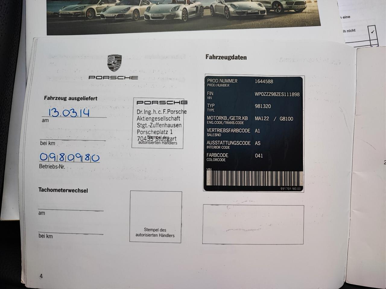 Porsche Boxster 2.7 (981) Tagliandi Porsche