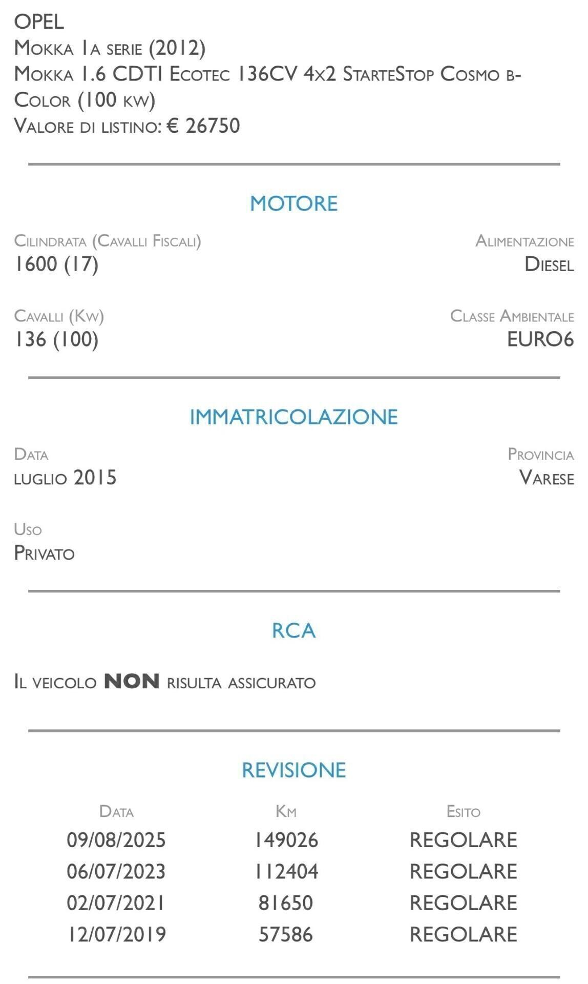 Opel Mokka 1.6 CDTI Ecotec 136CV 4x2 Start&Stop Cosmo b-Color - UNICO PROPRIETARIO