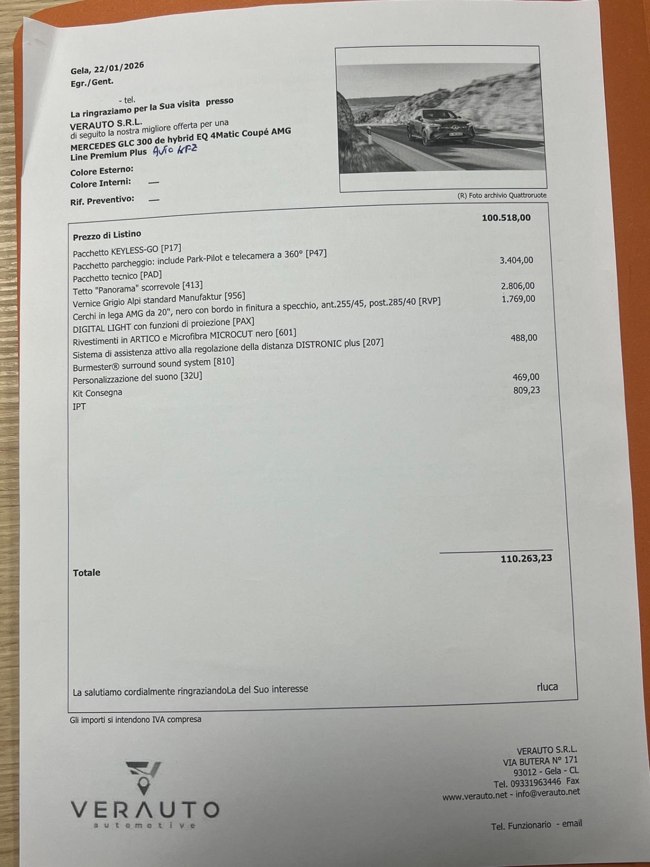 Mercedes-Benz GLC 300 de AMG Premium possibilità noleggio no scoring