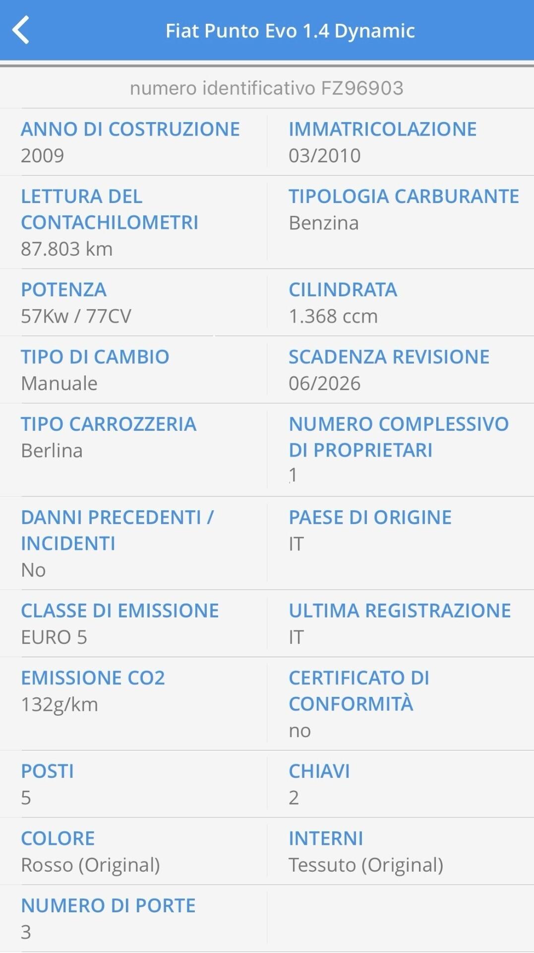 Fiat Punto Evo 1.4 77CV 3p. DYNAMIC