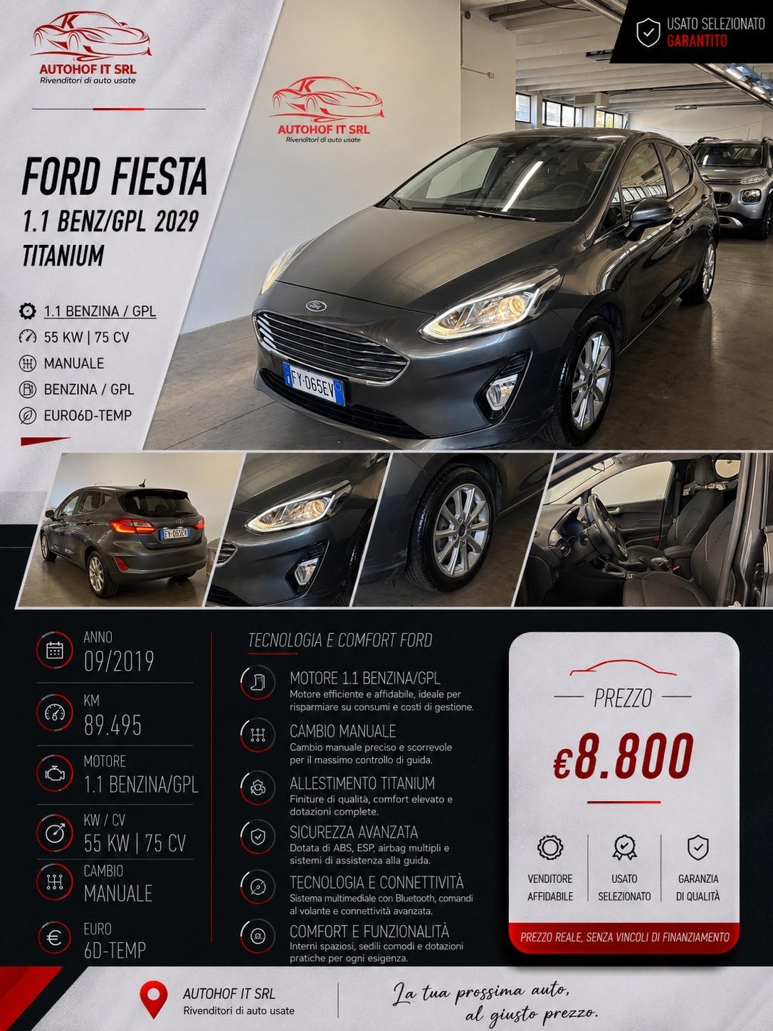 Ford Fiesta 1.1 B/GPL 2029 Titanium |OK NEOPATENTATI |