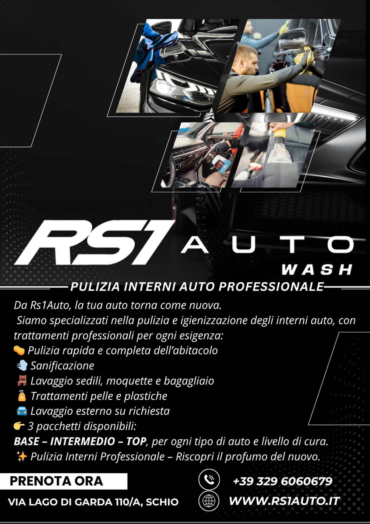 RS1AUTO WASH, il nuovo servizio dedicato alla pulizia interni auto professionale