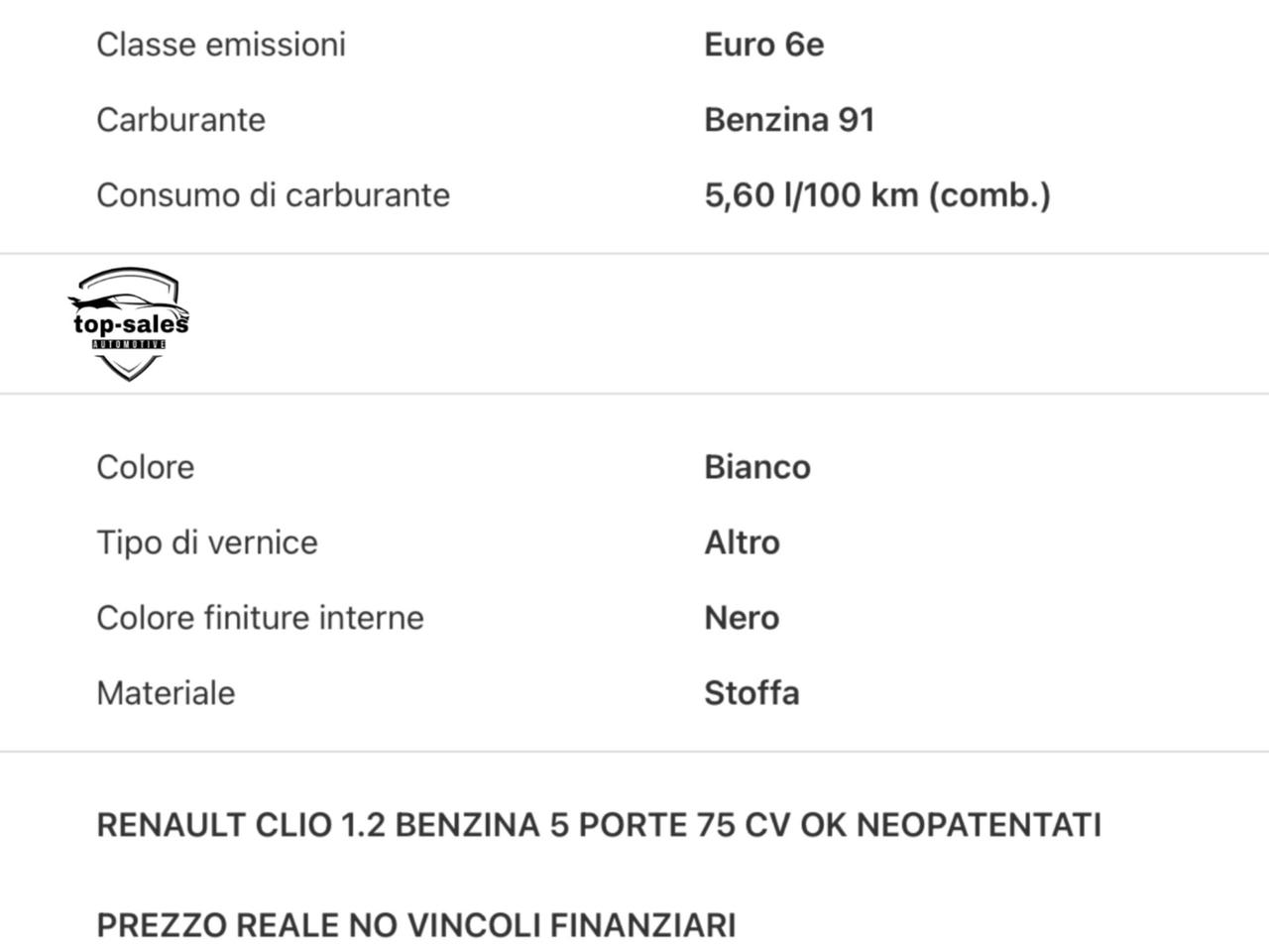 Renault Clio 1.2 75CV 5 porte Life Perfetta Si Neopatentati .