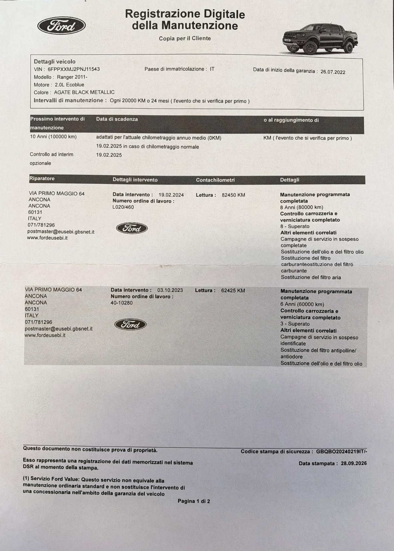 Ford Ranger Raptor 2.0 Diesel 4x4 Automatica 212 Cv