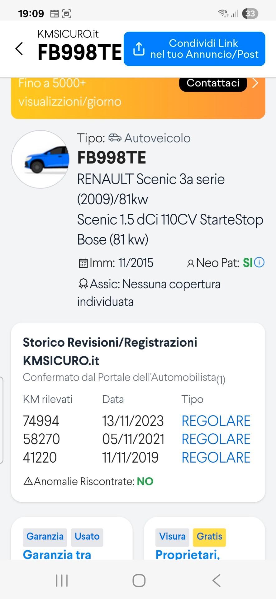 Renault Scénic 1.5 dCi 110CV ganciotraino perfetta e garantita