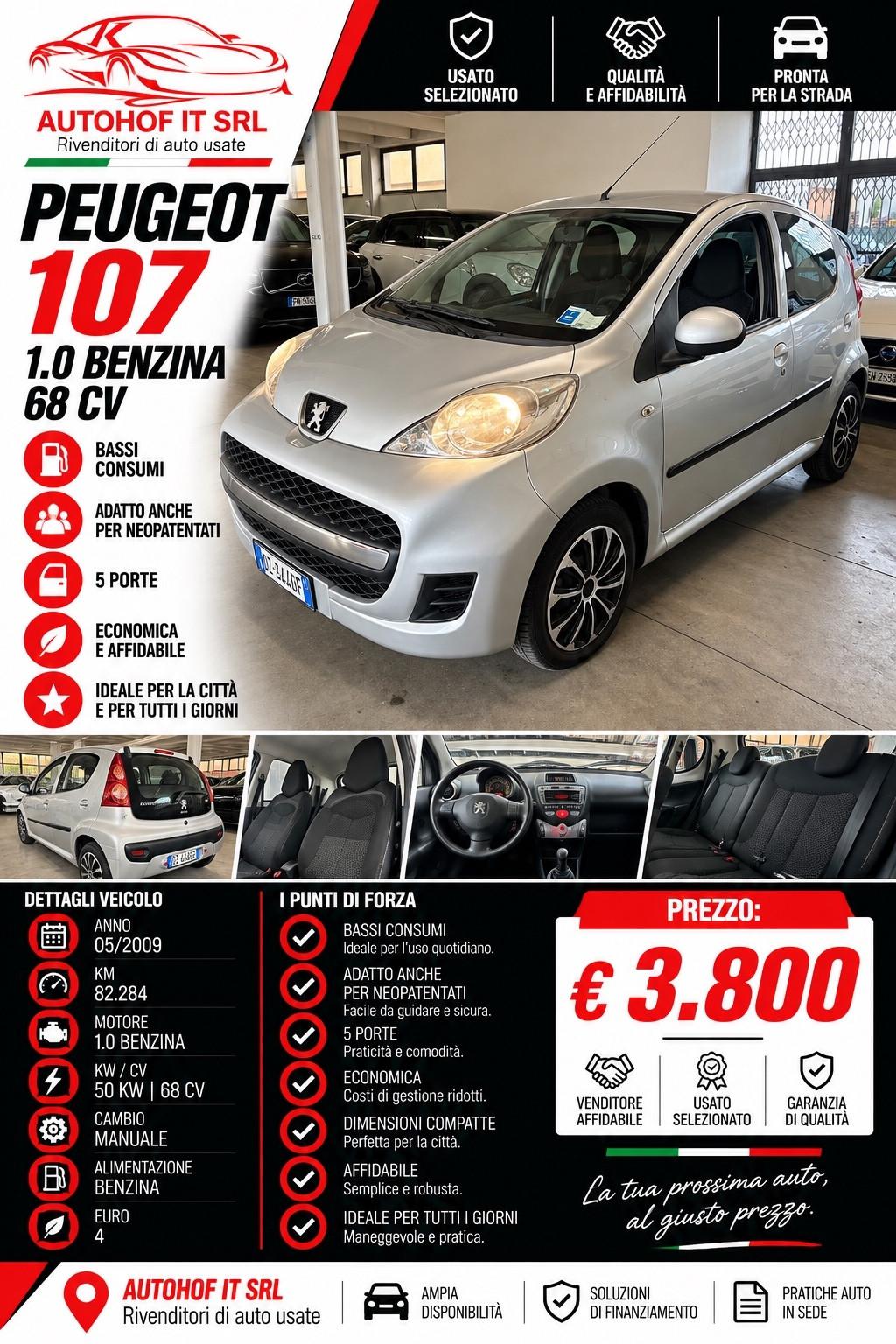 Peugeot 107 1.0 BENZINA 5 porte | OK NEOPATENTATI |