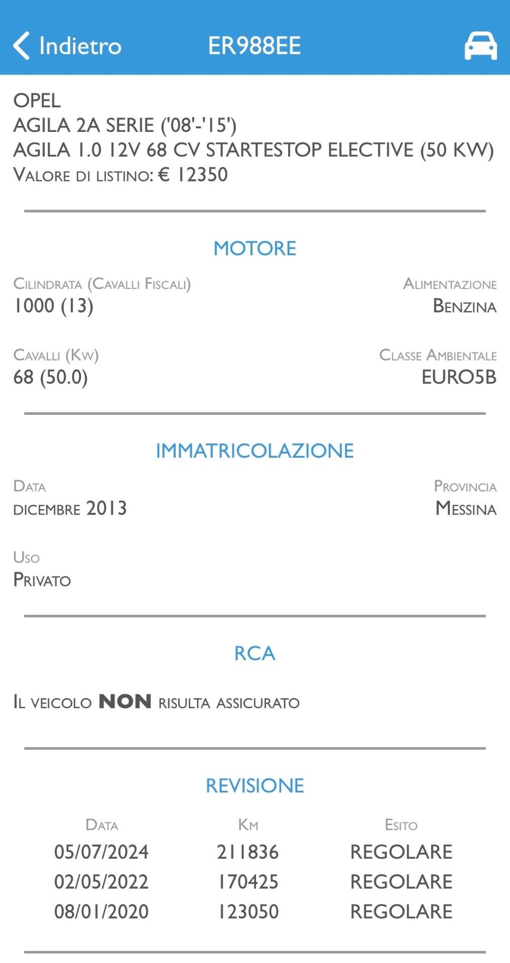 Opel Agila 1.0 68 Cv 5 Porte Elective - 12/2013