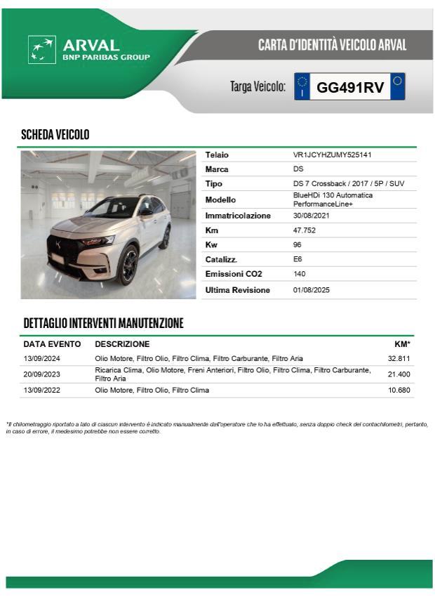 DS DS7 Crossback 1.5 bluehdi Performance Line+ Pelle-LED-CarPlay