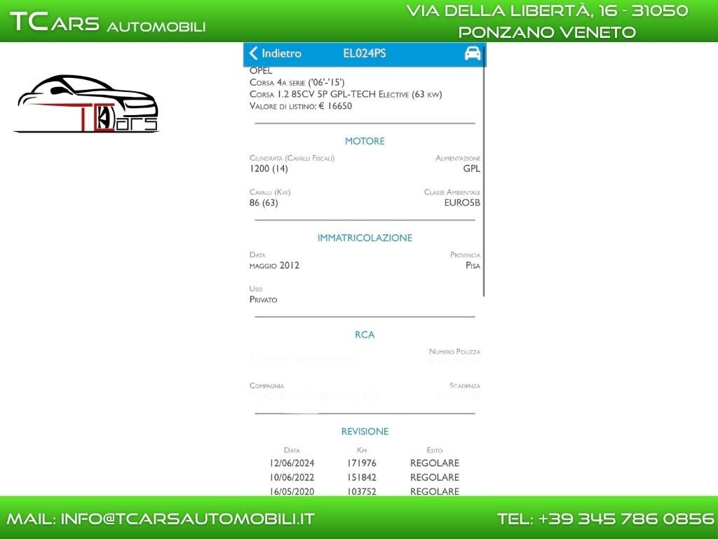 OPEL CORSA 1.2 GPL VALIDO FINO 2032 - NEOPATENTE