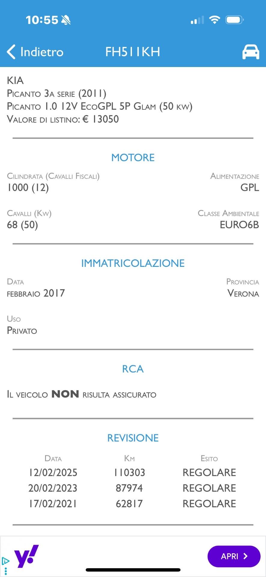 Kia Picanto 1.0 12V EcoGPL 5 porte Glam Prezzo Promo Finanziamento
