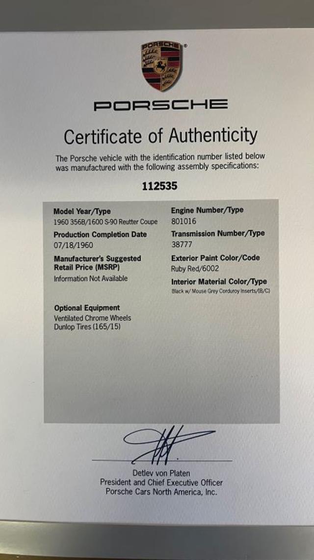 PORSCHE 356 B/1600 S-90Reutter Coupè