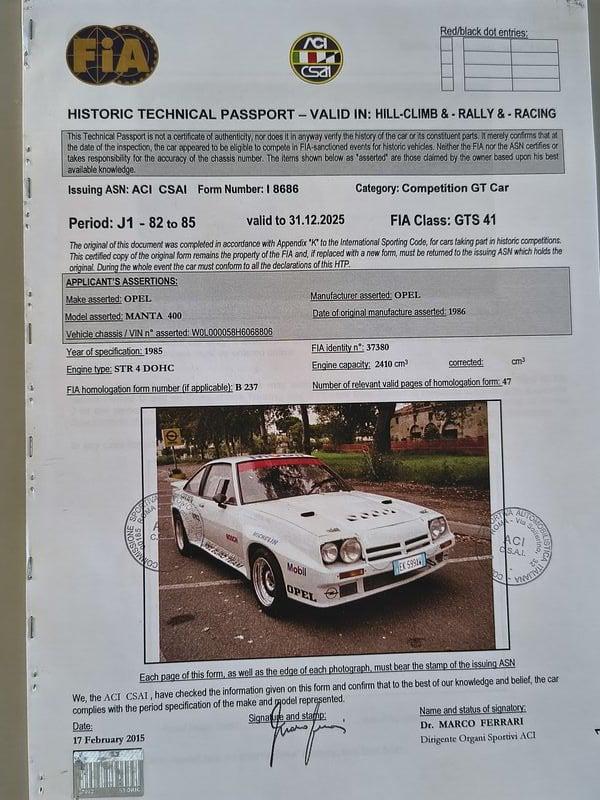 Opel Manta RALLY 2410 265 CV GRUPPO B