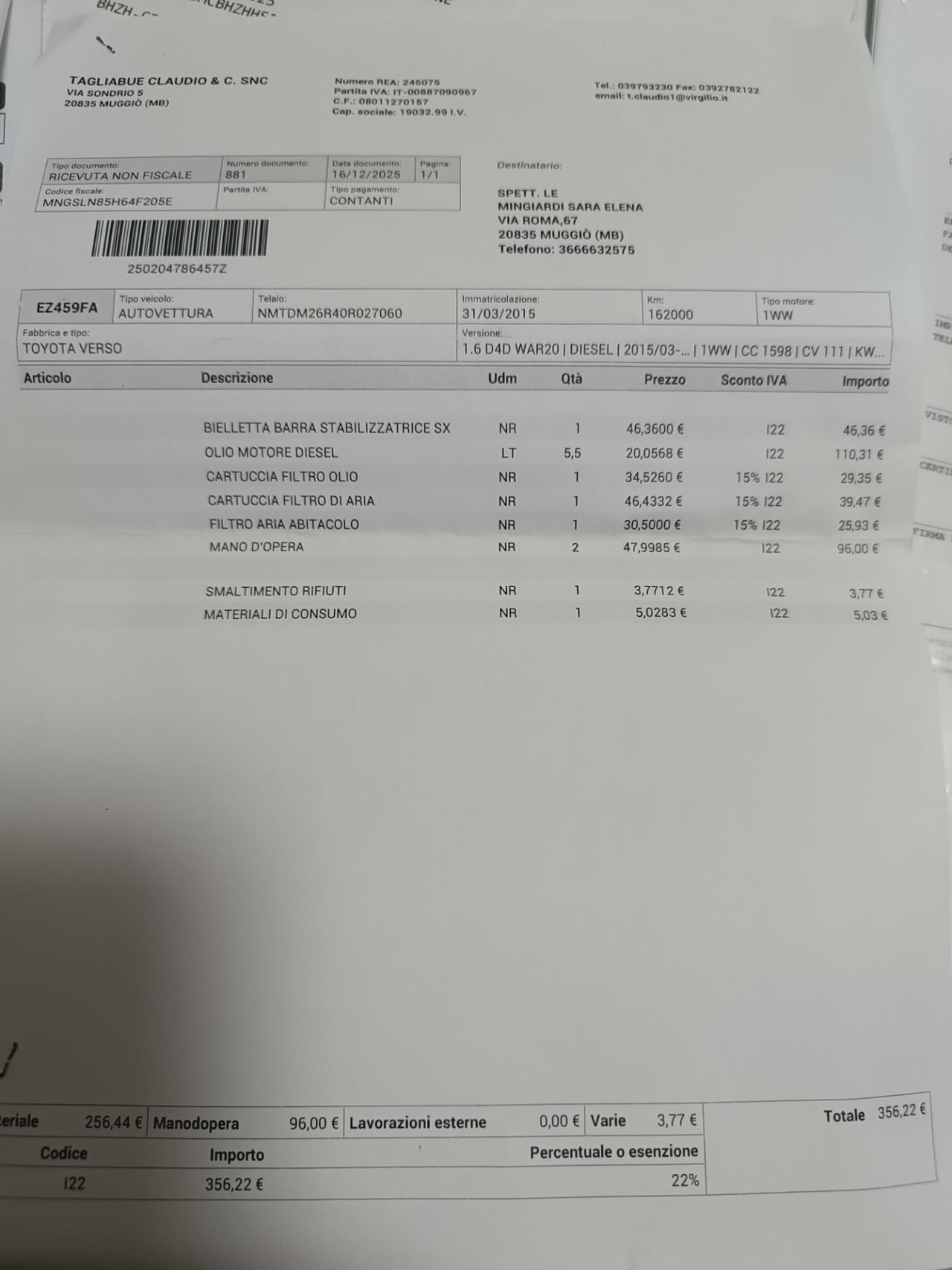 Toyota Verso 1.6 D-4D Style 110 CV TETTO CAMERA NAVI