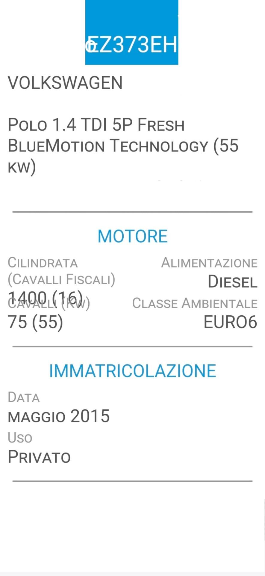 VOLKSWAGEN POLO 1,4 TDI-UNICO PROP-EURO 6-3 REVISI