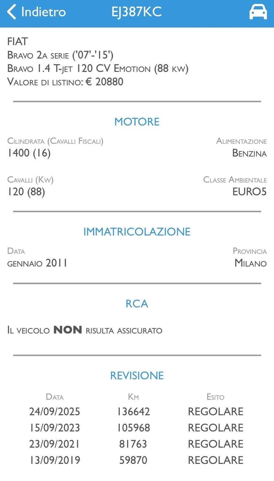 FIAT BRAVO 1.4 T-JET 120CV EMOTION OK NEOPATENTATI