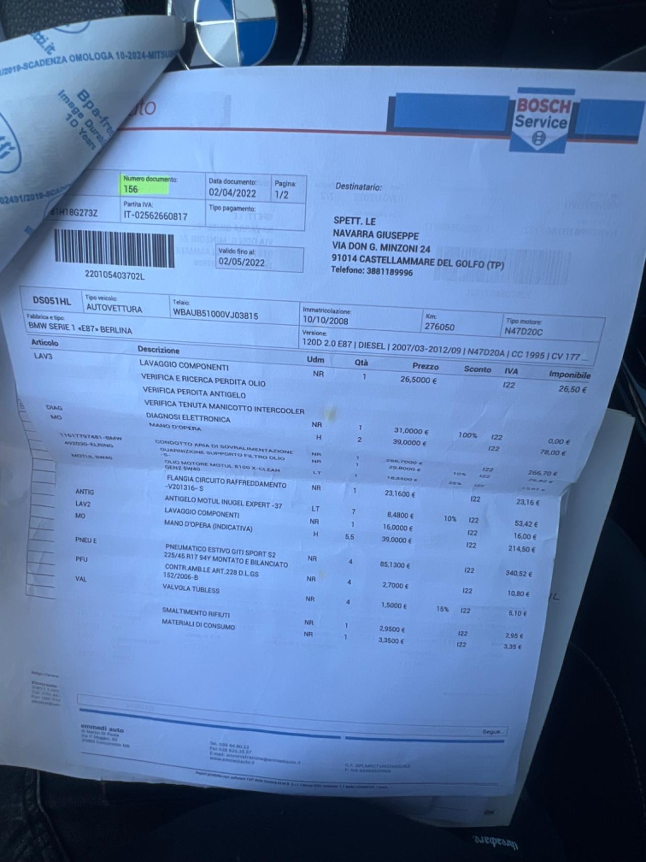 Bmw 120 120d cat 3 porte Futura DPF