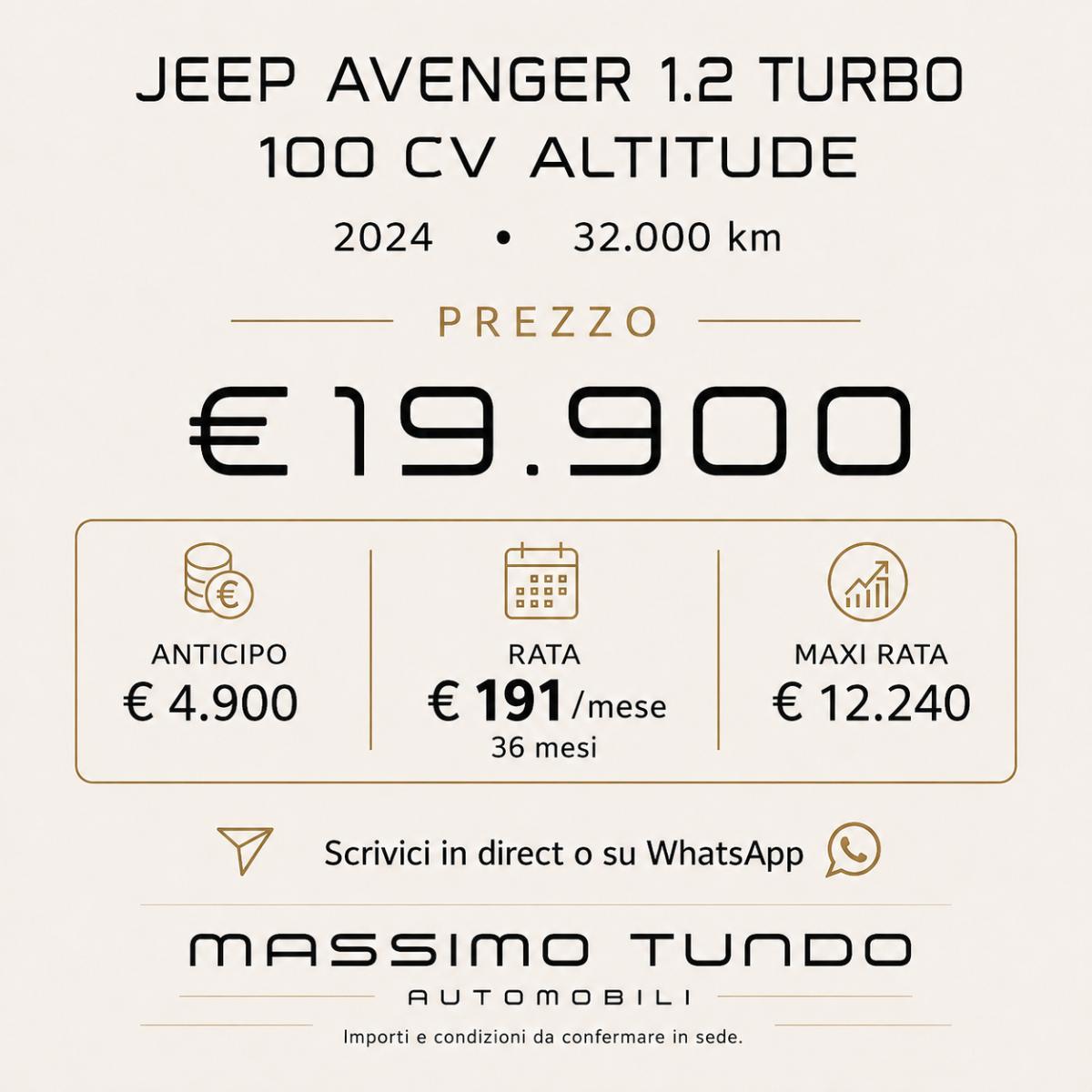 JEEP Avenger 1.2 Turbo 100 CV Altitude