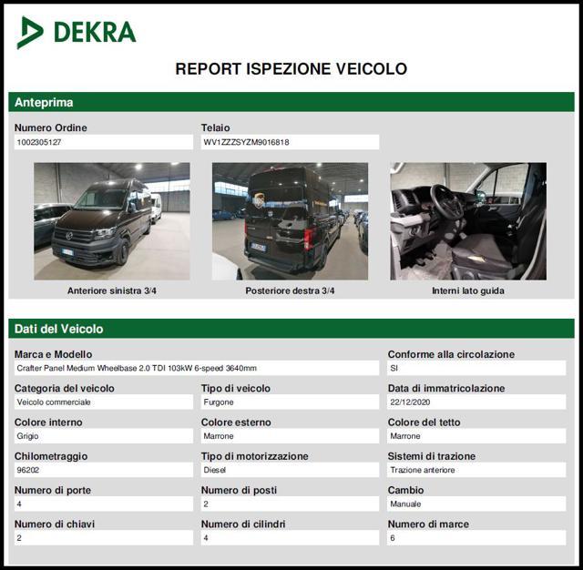 VOLKSWAGEN Crafter 30 2.0 TDI 140CV Panel Medium Furgone