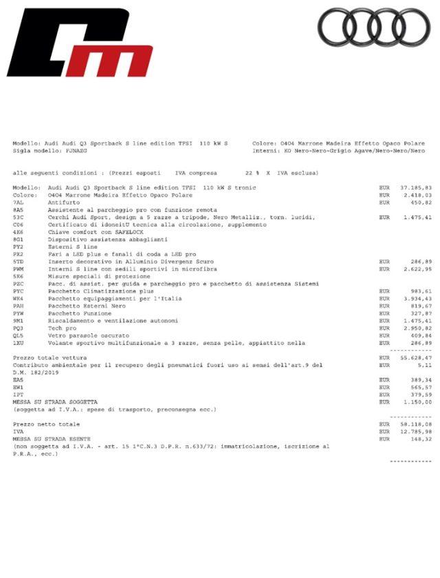 AUDI Q3 SPB TFSI S Line PRONTA CONSEGNA MARRONE MADEIRA