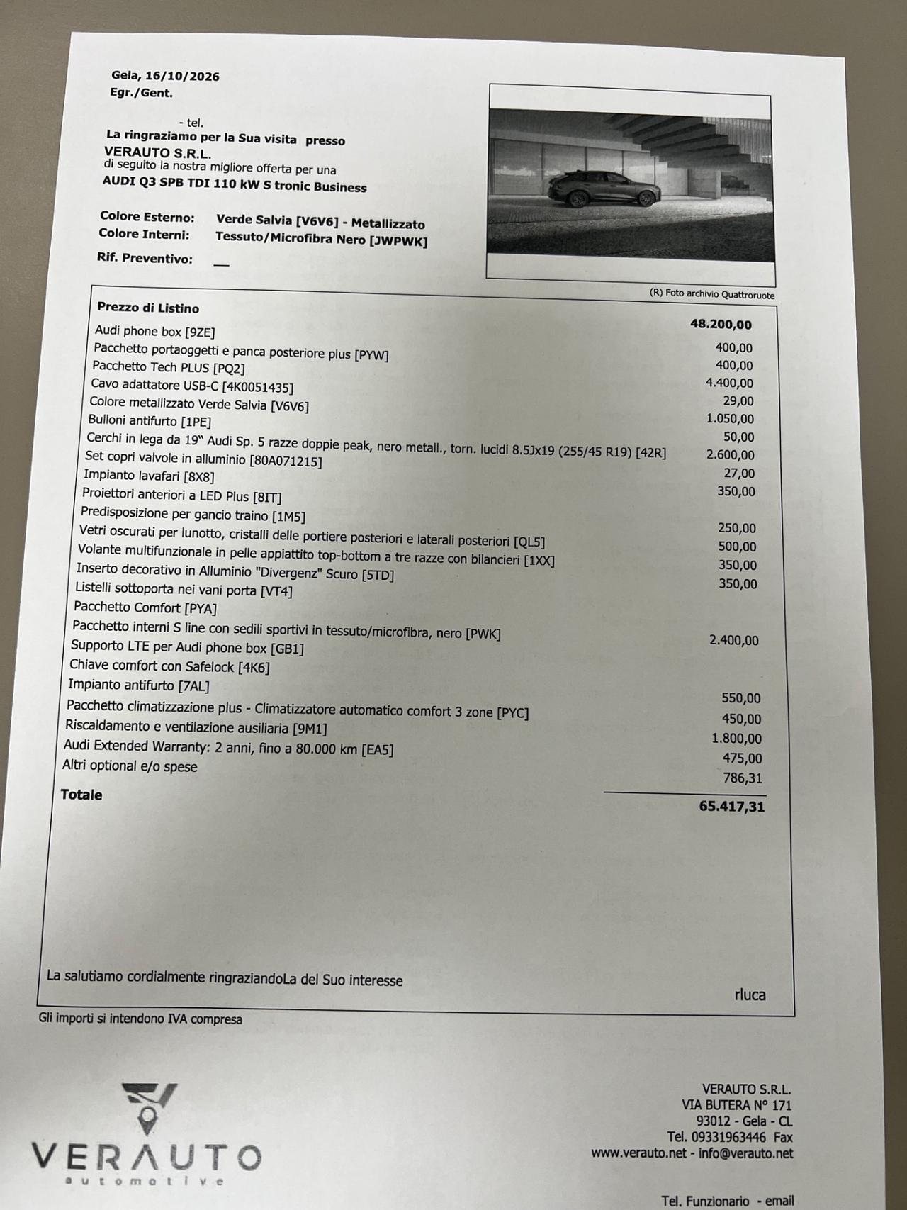 AUDI Q3 SPB 1.5 177CV e-hybrid S line Stronic - possibilità noleggio no scoring
