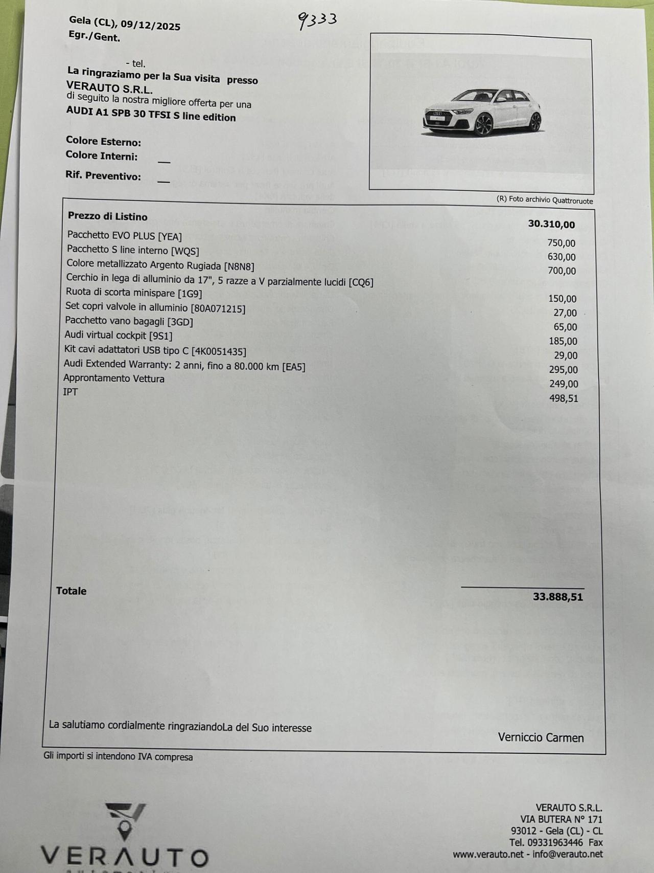 Audi A1 Spb 30 SLine possibilità noleggio no scoring
