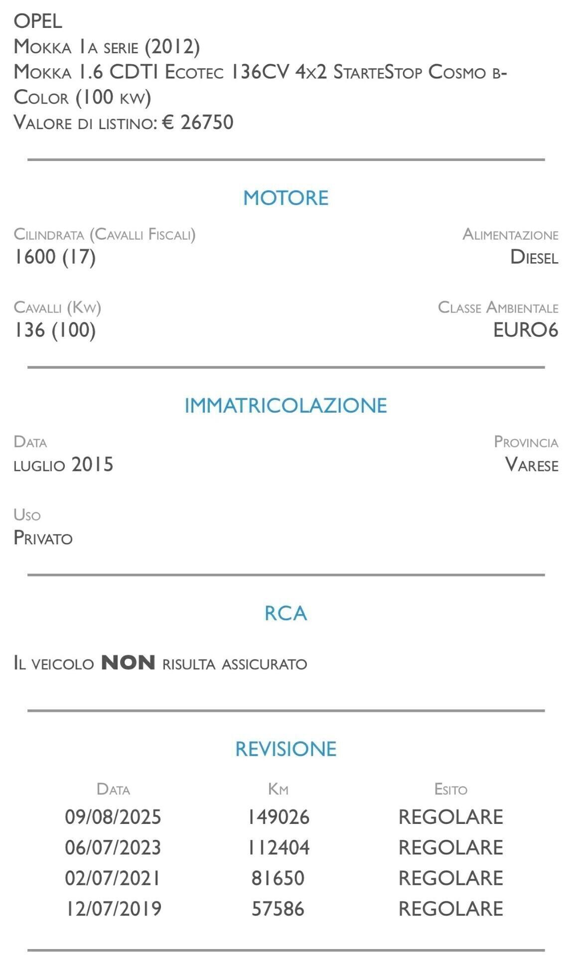 Opel Mokka 1.6 CDTI Ecotec 136CV 4x2 Start&Stop Cosmo b-Color - UNICO PROPRIETARIO