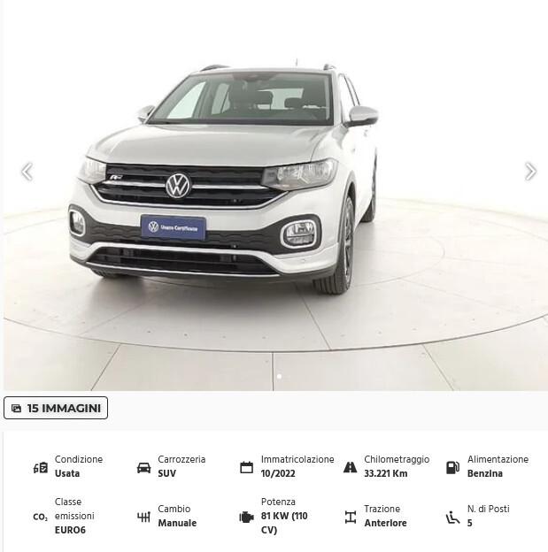 Volkswagen T-Cross 1.0 TSI Sport 110 cv