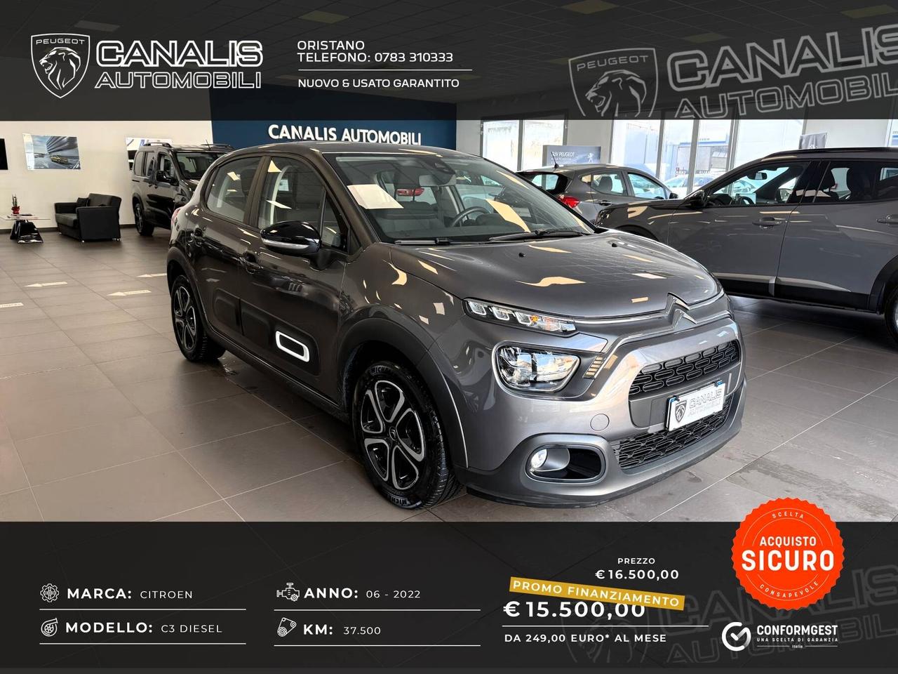 Citroen C3 BlueHDi 100 S&S Feel Pack - 2022 - AZIENDALE