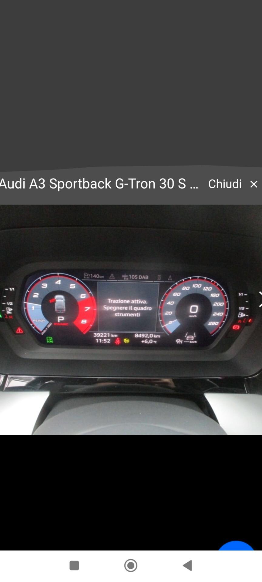 AUDI A3 S LINE 30 G-TRON METANO 09/2021 KM 39000 AUDI