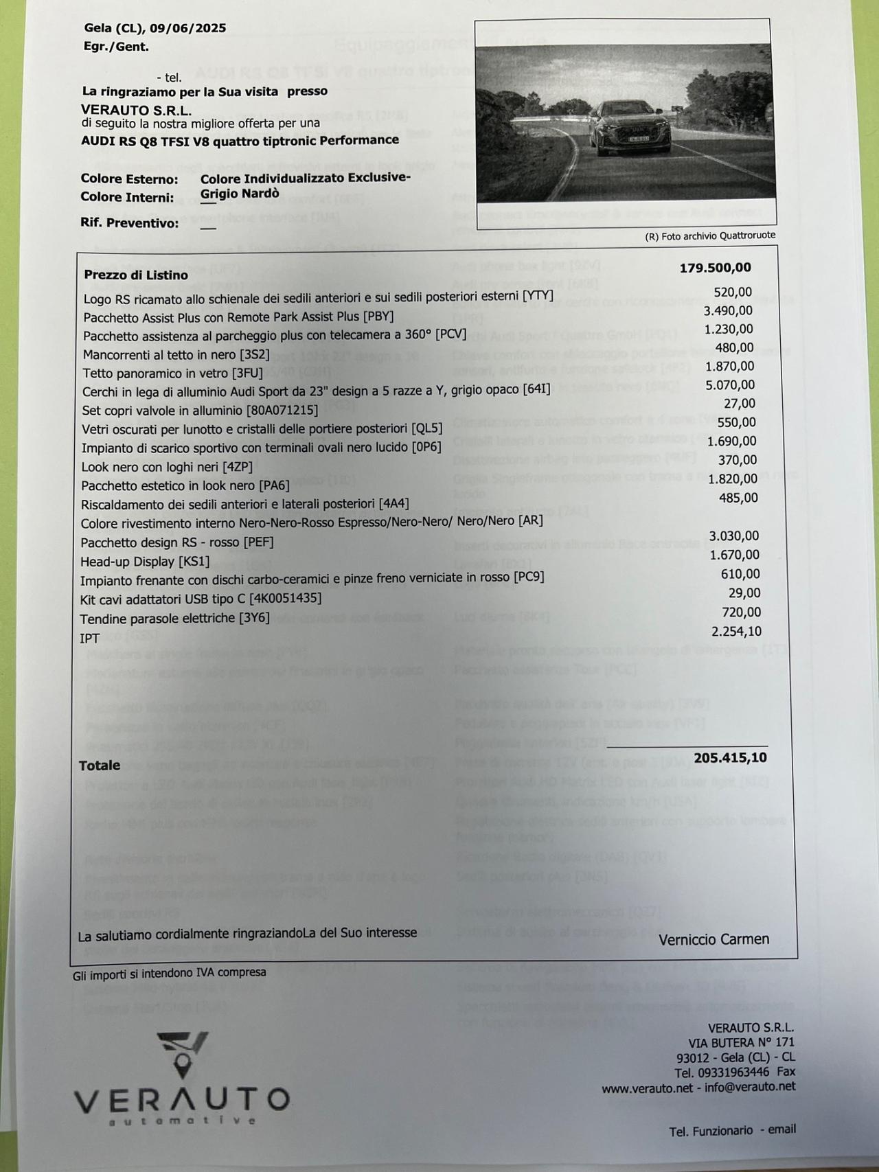 Audi RS Q8 performance possibilità noleggio no scoring