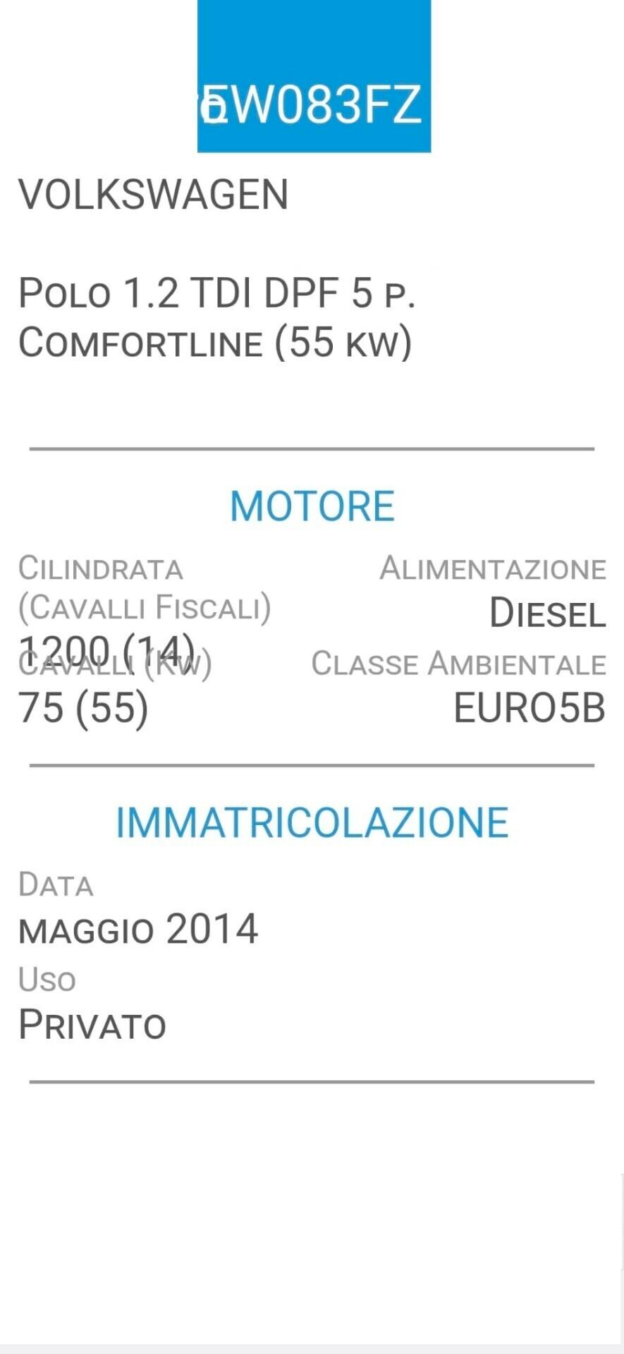 VOLKSWAGEN POLO 1,2 TDI-UNICO PRO-CINTA NUOVA