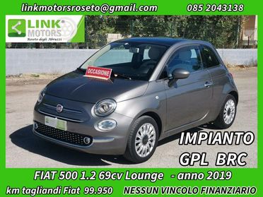 FIAT 500 1.2 Lounge 69cv + IMP. GPL BRC /Tagliandata