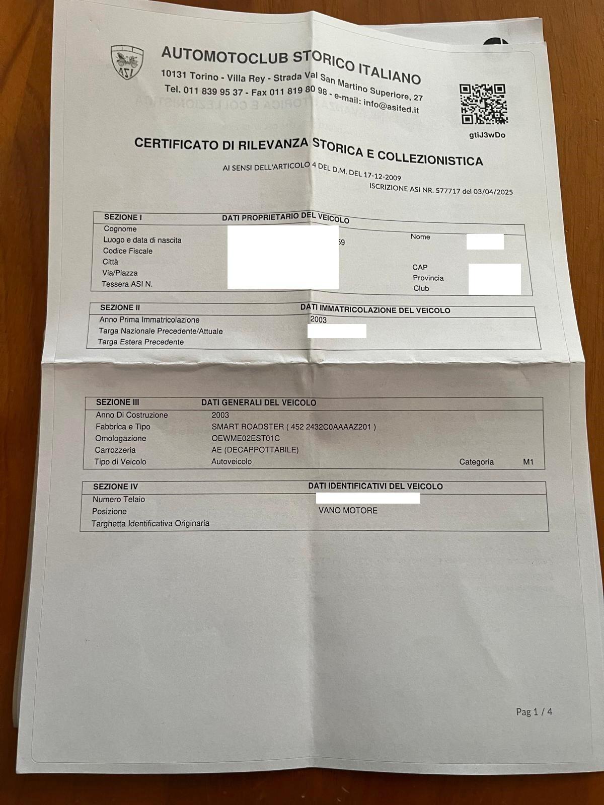 Smart Roadster 700 - Iscritta ASI#GM