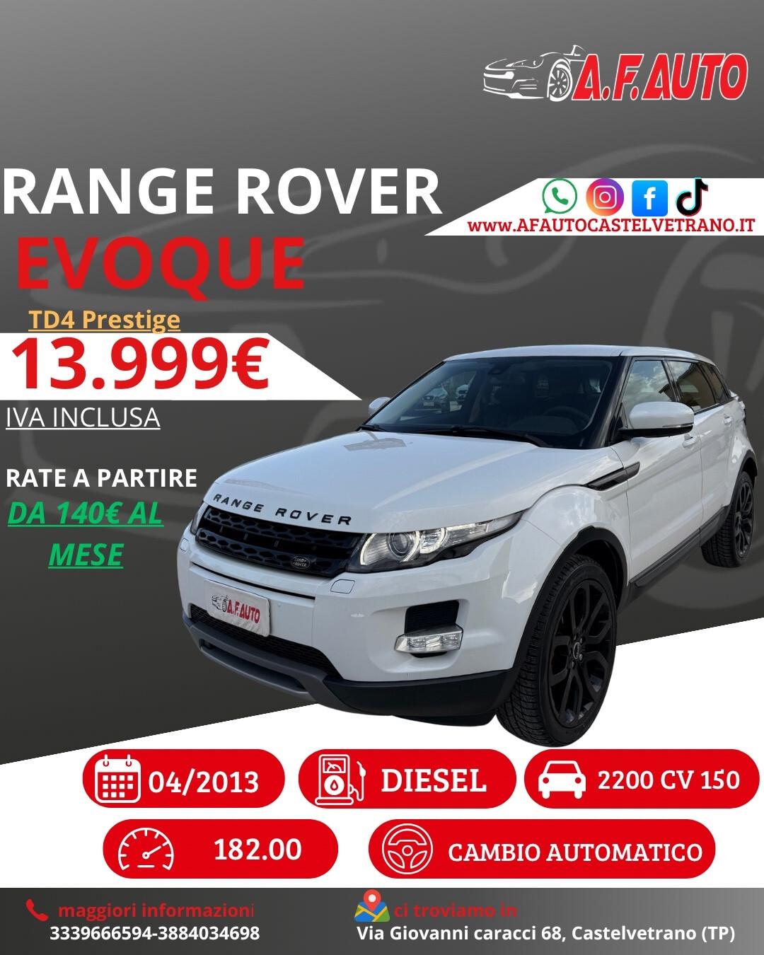 Land Rover Range Evoque 2.2 TD4 5p. Prestige